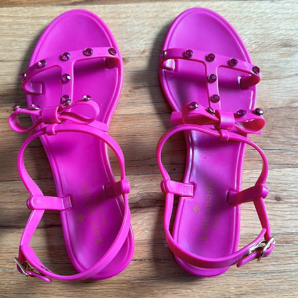 Kate Spade Savannah Deep Pink Jelly Sandals Sz 7 - Picture 3 of 5